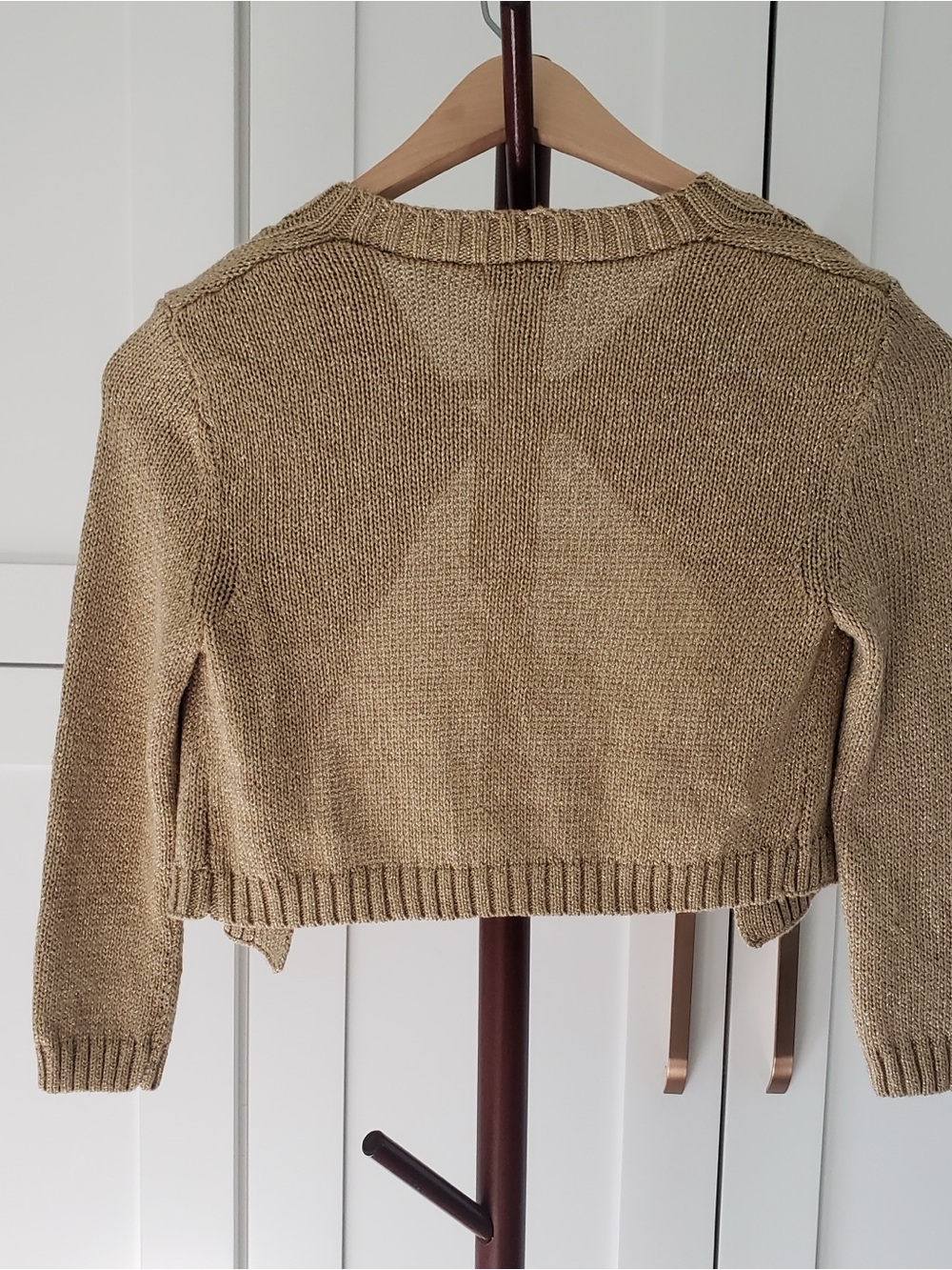 Cache Tan Cropped Cable Knit Sweater - Picture 3 of 4